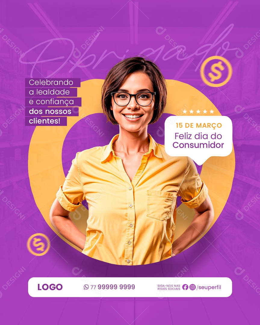 Feliz Dia Do Consumidor 15 de Março Obrigado Social Media PSD Editável