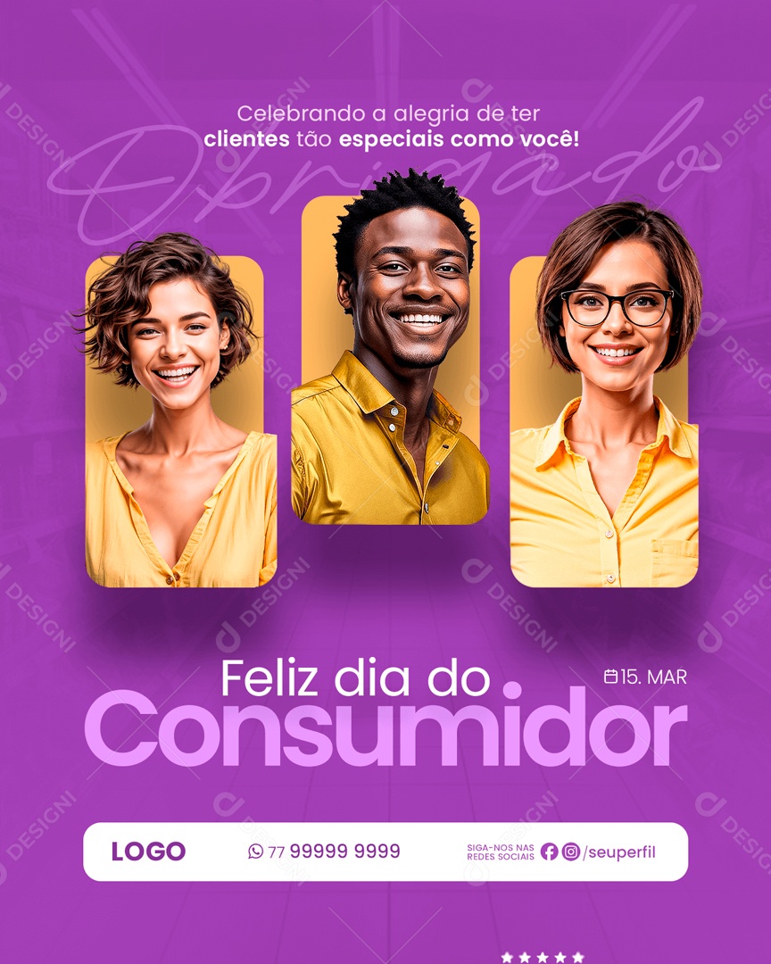 Feliz Dia Do Consumidor 15 de Março Celebrando a Alegria Social Media PSD Editável