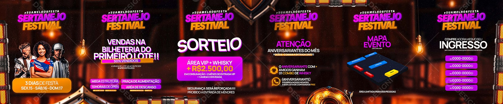 Carrossel Sertanejo Festival Mapa Evento sorteio Social Media PSD Editável