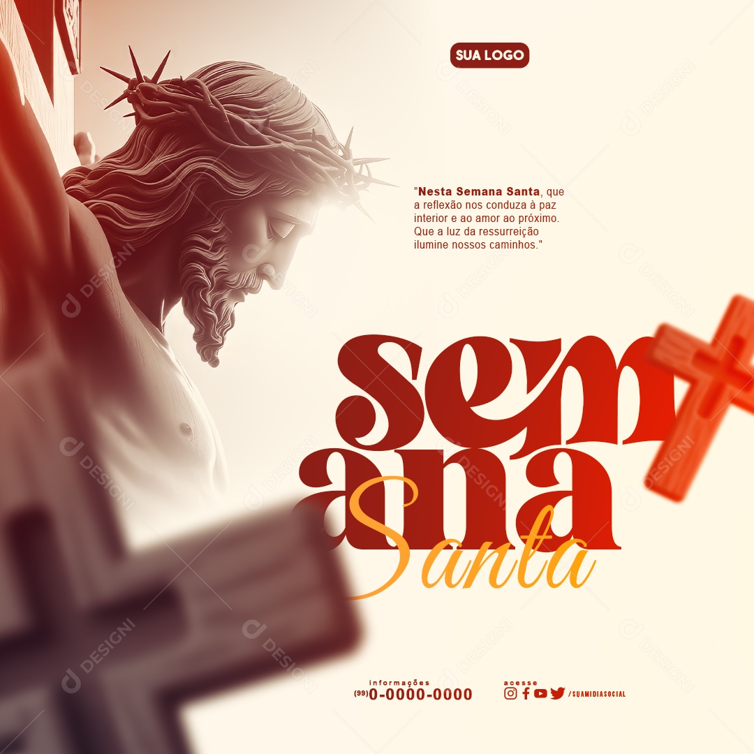 Semana Santa luz da ressureição Social Media PSD Editável