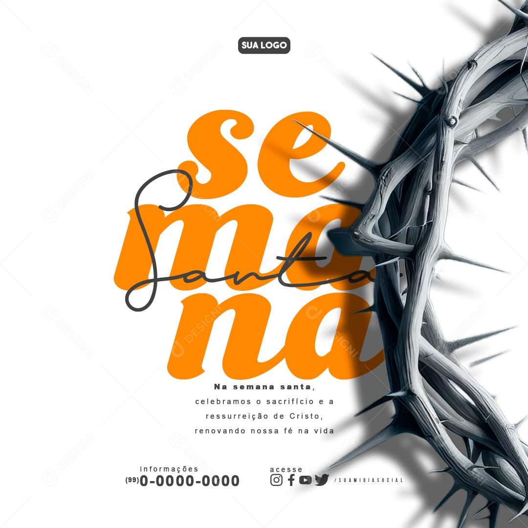 Semana Santa Celebramos o Sacrifício e a Ressureição Social Media PSD Editável