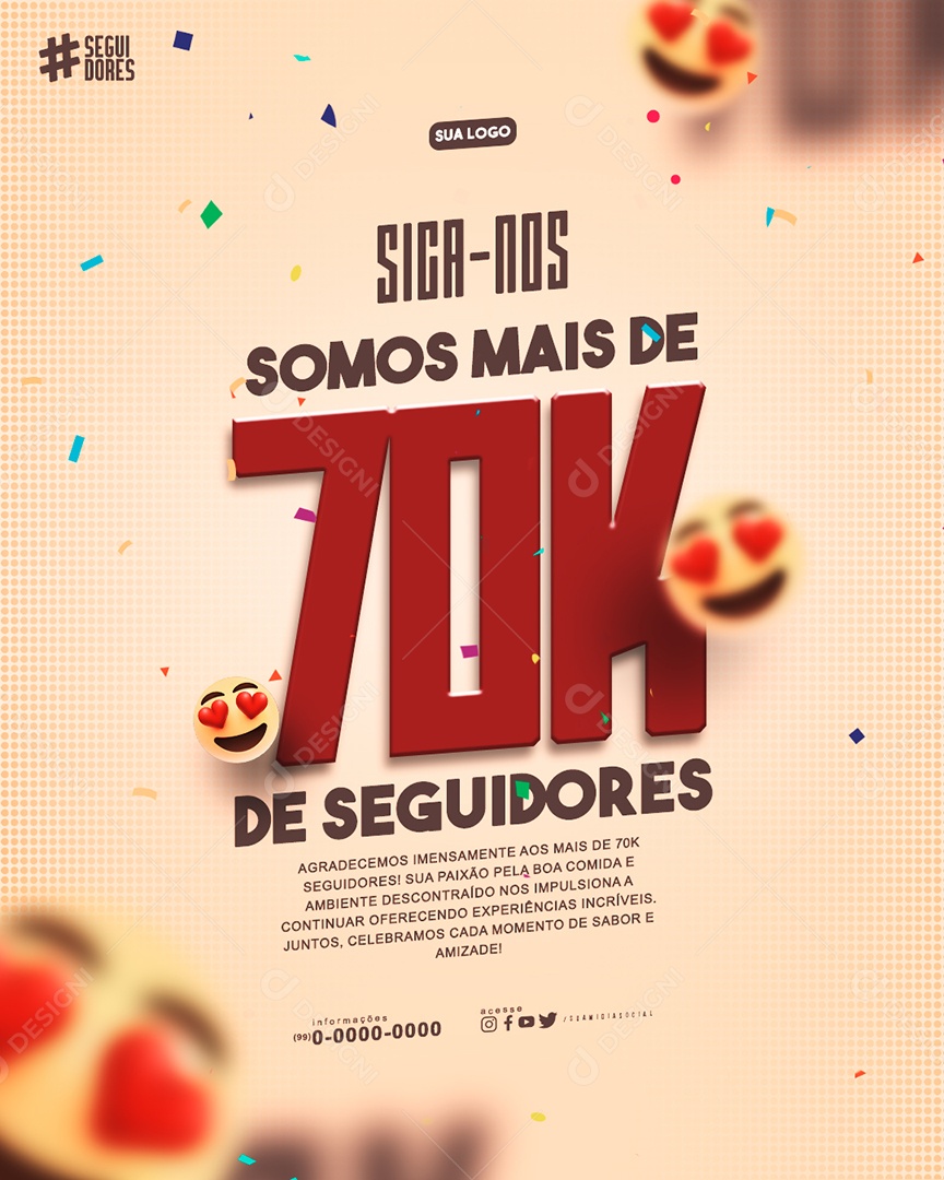 Social Media Siga nos Somos mais de 70k de Seguidores PSD Editável