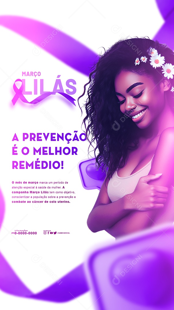 Story Março Lilás A Prevenção é o Melhor Remédio Social Media PSD Editável