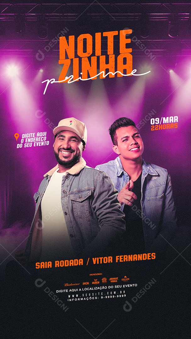 Story Flyer Noitezinho Prime Saia Rodada Vitor Fernandes Social Media PSD Editável