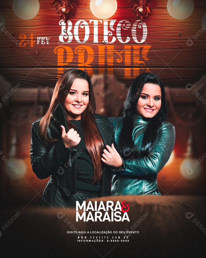 Flyer Boteco Prime Maiara e Maraisa Social Media PSD Editável