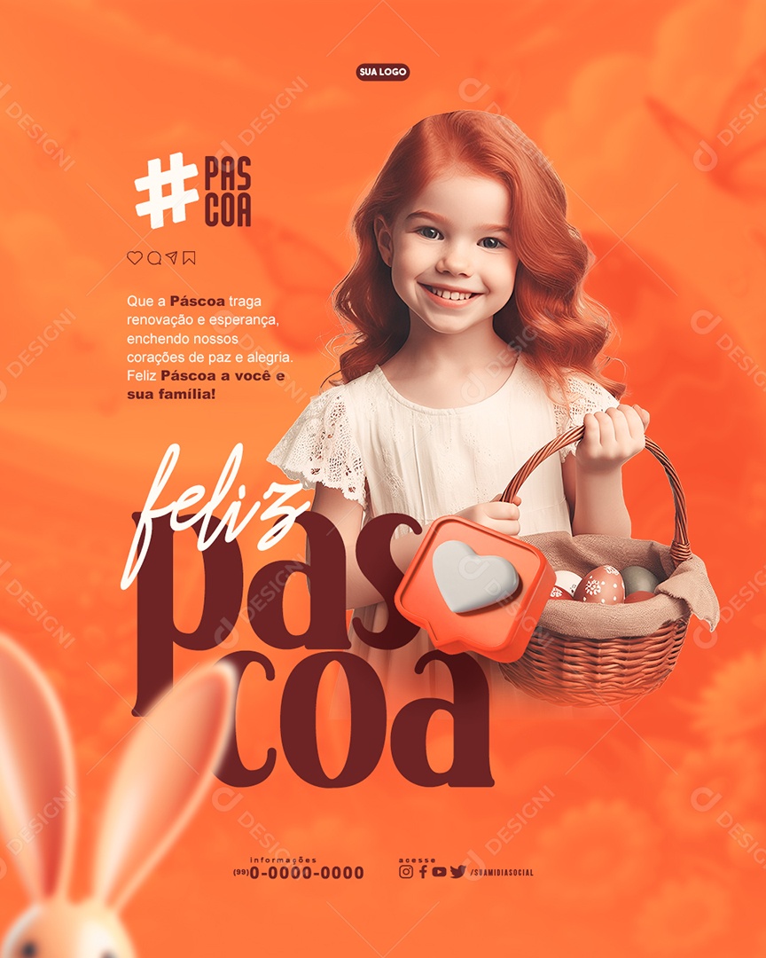Social Media Feliz Páscoa traga renovação e esperança PSD Editável