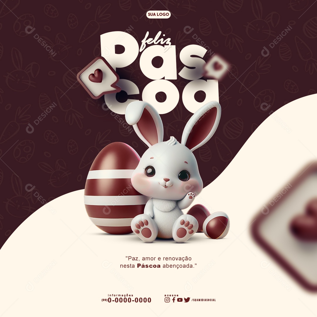 Feliz Páscoa Paz amor e renovação Social Media PSD Editável