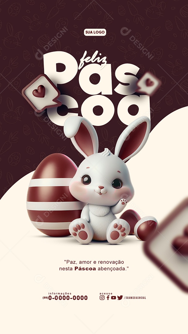 Story Feliz Páscoa Paz amor e renovação Social Media PSD Editável
