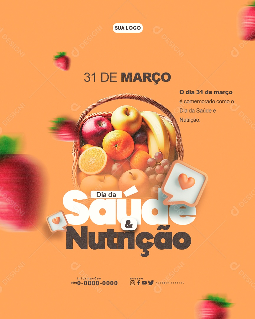 Social Media Dia da Saúde e Nutrição 31 de Março PSD Editável