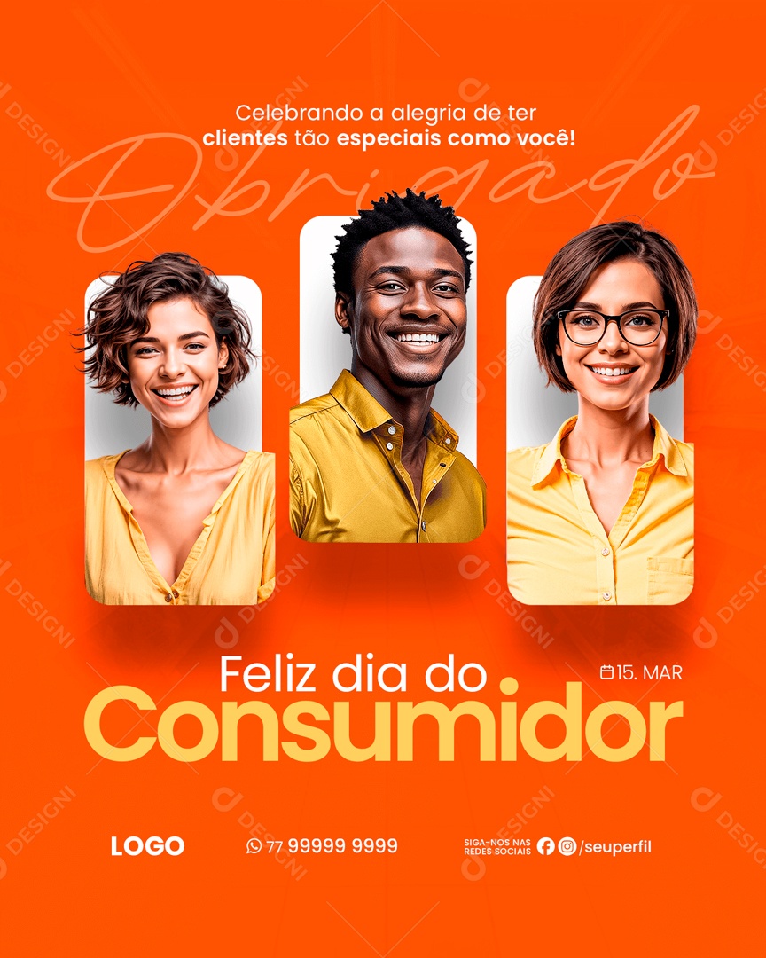 Dia Do Consumidor 15 de Março Obrigado Clientes Social Media PSD Editável