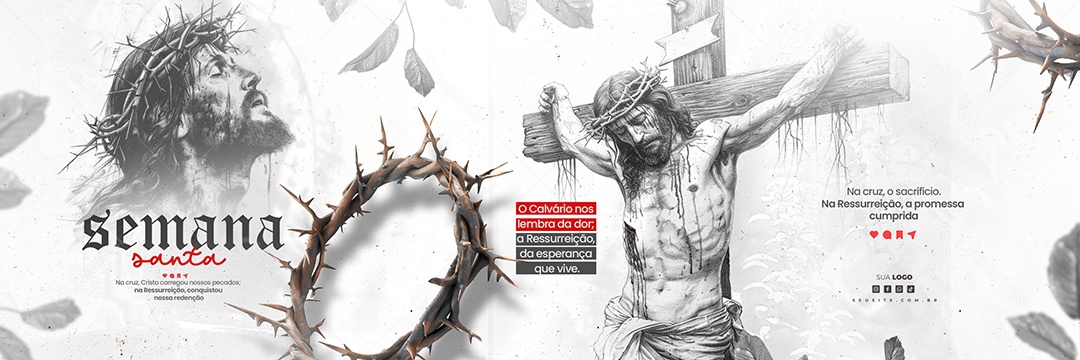 Carrossel Sexta Feira Santa 29 de Março o Calvário nos Lembra da Dor Social Media PSD Editável