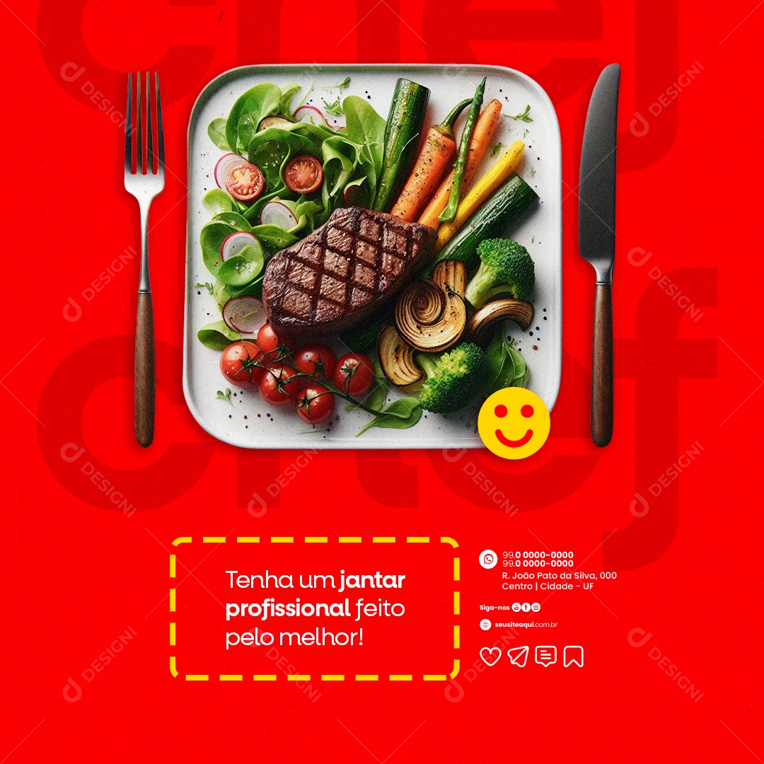 Gastronomia Tenha um Jantar Profissional feito pelo Melhor Social Media PSD Editável