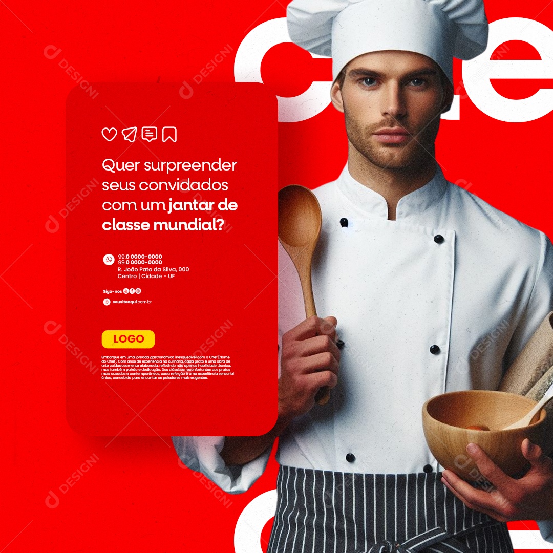 Gastronomia Quer Surpreender seus Convidados com um Jantar Social Media PSD Editável