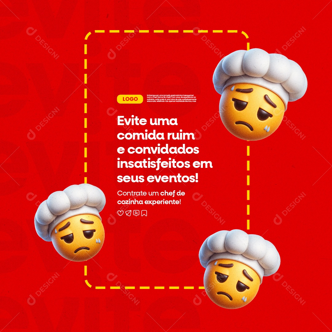 Gastronomia Contrate um Chef de Cozinha Experiente Social Media PSD Editável