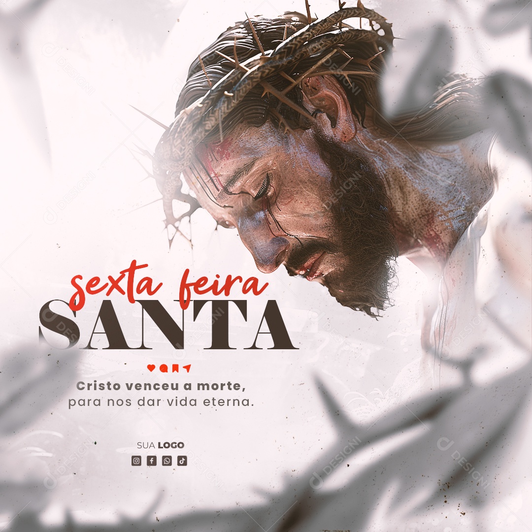 Sexta Feira Santa 29 de Março Cristo Venceu a Morte Social Media PSD Editável