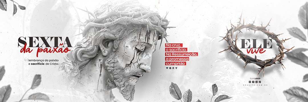 Carrossel Sexta Feira Santa 29 de Março Ele Vive Social Media PSD Editável