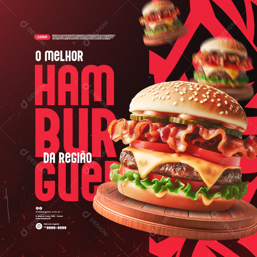 Hamburgueria O Melhor Hamburguer da Região Social Media PSD Editável