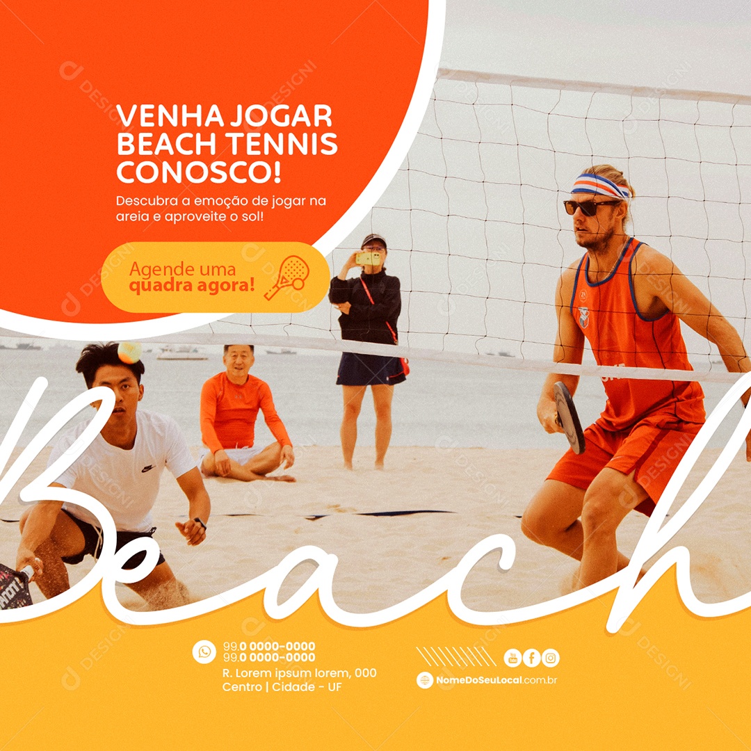 Social Media Venha Jogar Beach Tennis conosco Agende uma Quadra agora PSD Editável