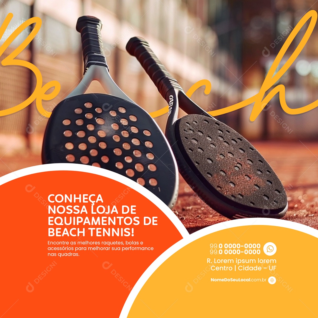 Conheça nossa Loja de Equipamentos de Beach Tennis Social Media PSD Editável