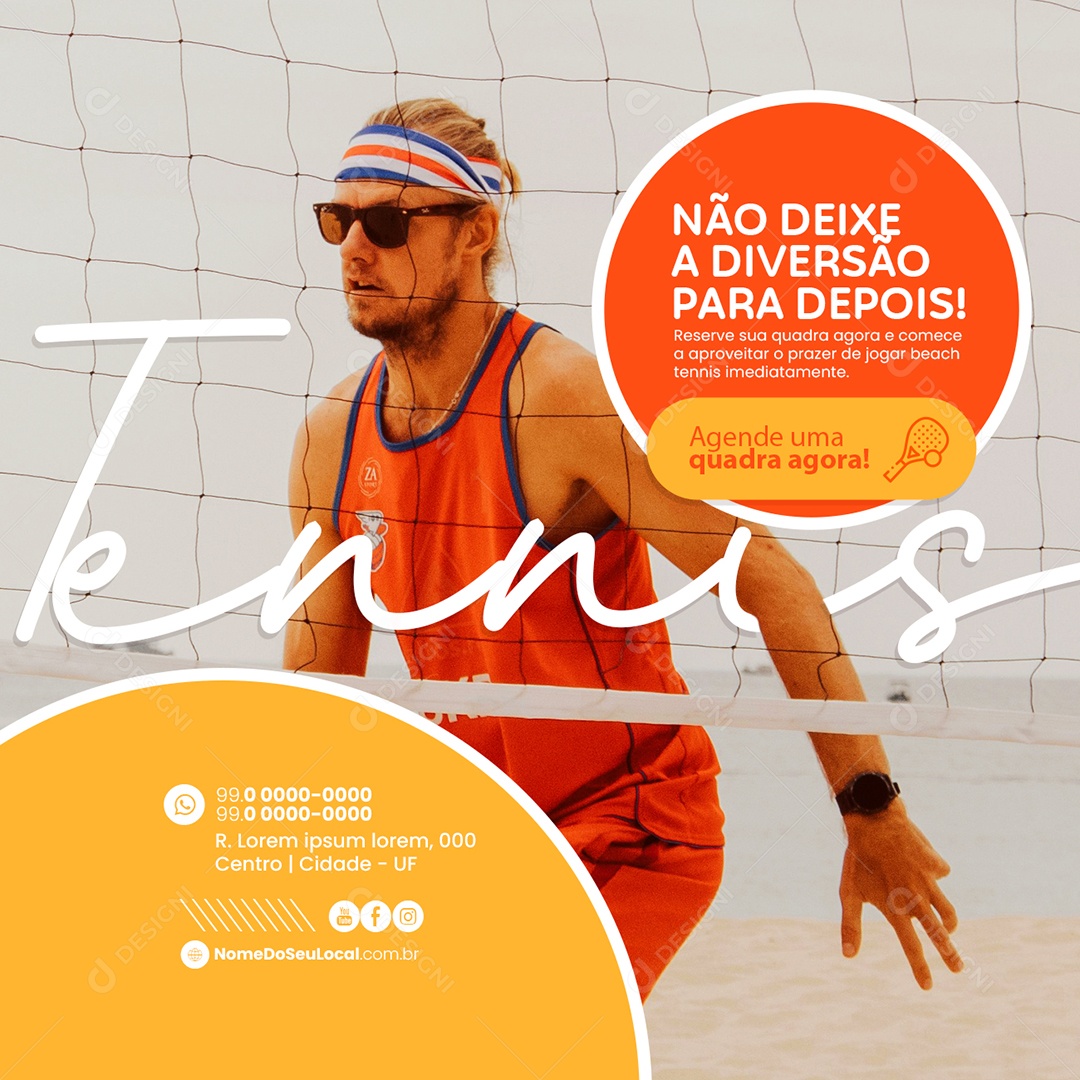 Beach Agende uma quadra agora Social Media PSD Editável