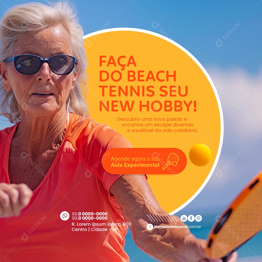 Faça do Beach Tennis seu New Hobby Social Media PSD Editável