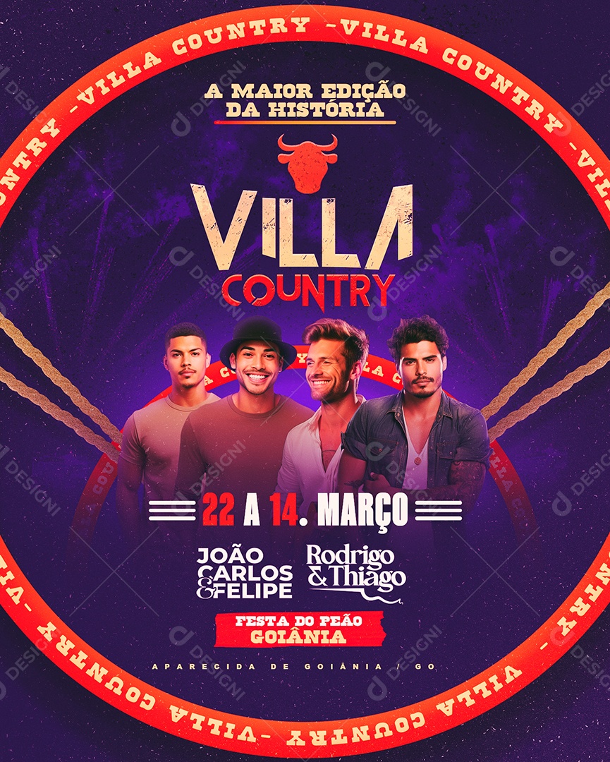 Flyer Villa Country João Carlos e Felipe Rodrigo e Thiago Social Media PSD Editável