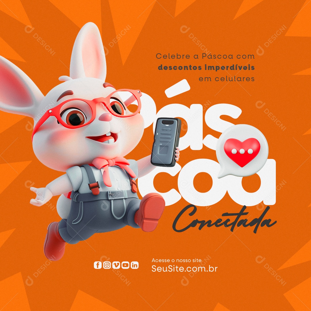 Páscoa Conectada descontos Imperdíveis em Celulares Social Media PSD Editável