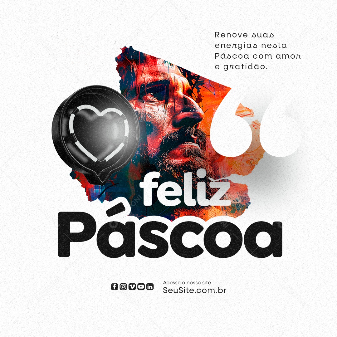 Feliz Páscoa Renove suas energias nesta Páscoa com Amor e Gratidão Social Media PSD Editável