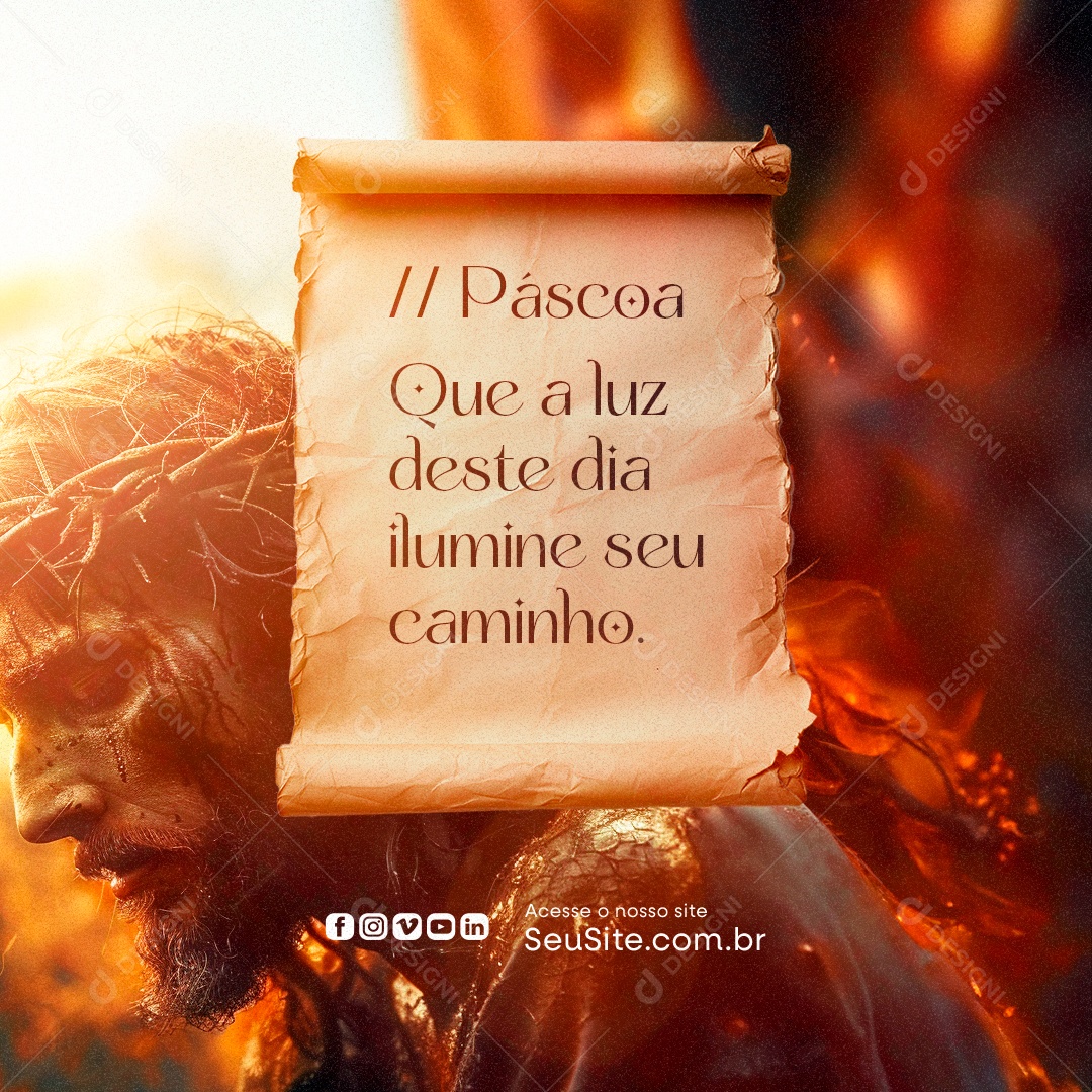 Páscoa Que a Luz deste dia Ilumine seu Caminho Social Media PSD Editável