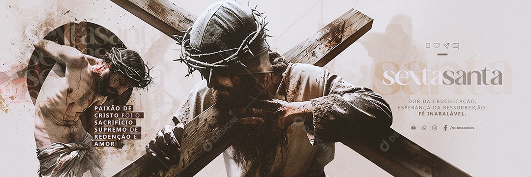 Carrossel Sexta Feira Santa Paixão de Cristo Social Media PSD Editável