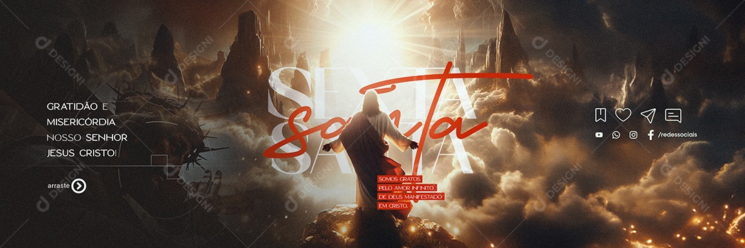 Carrossel Sexta Feira Santa Gratidão e Misericórdia Social Media PSD Editável