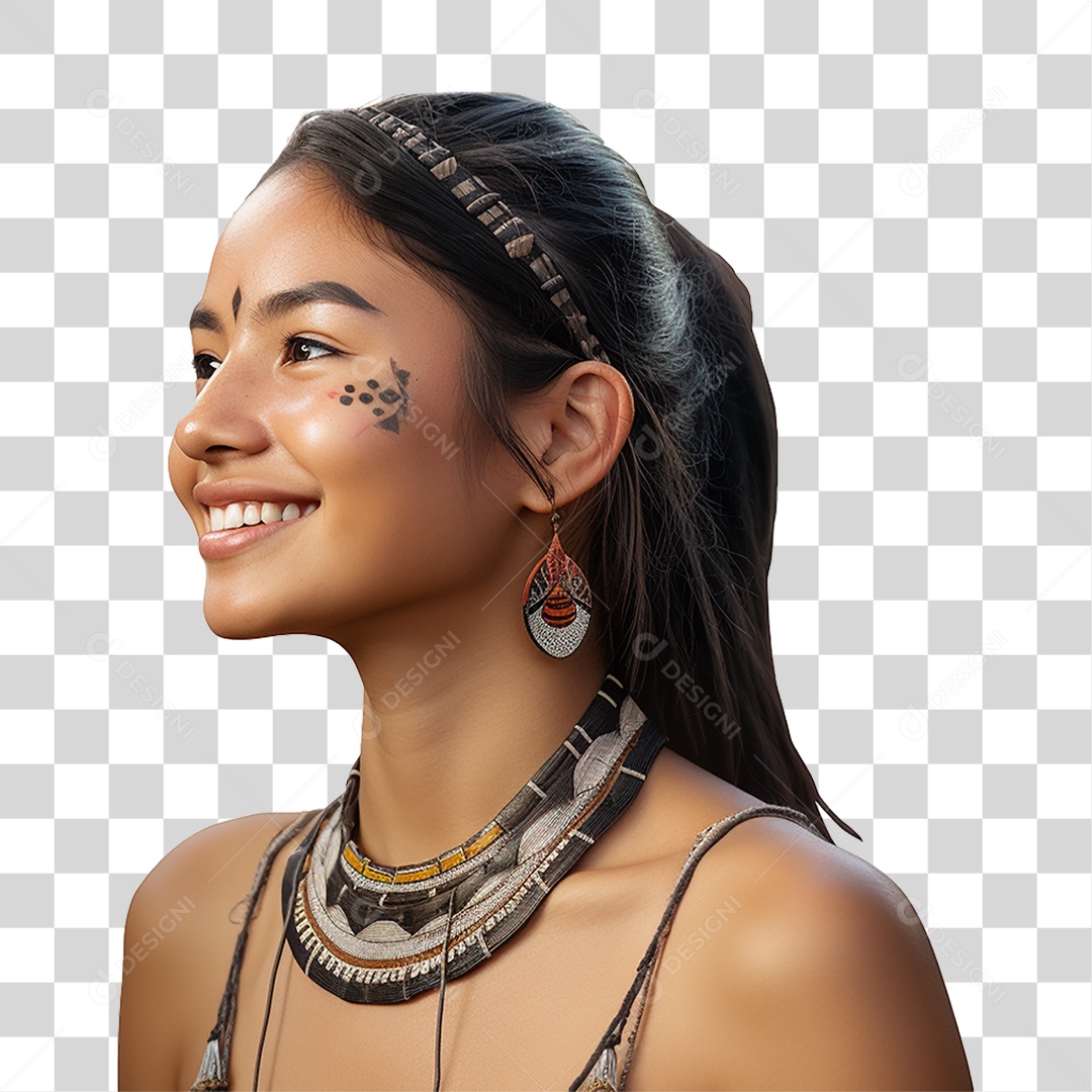 Mulher Indígena Aldeia PNG Transparente
