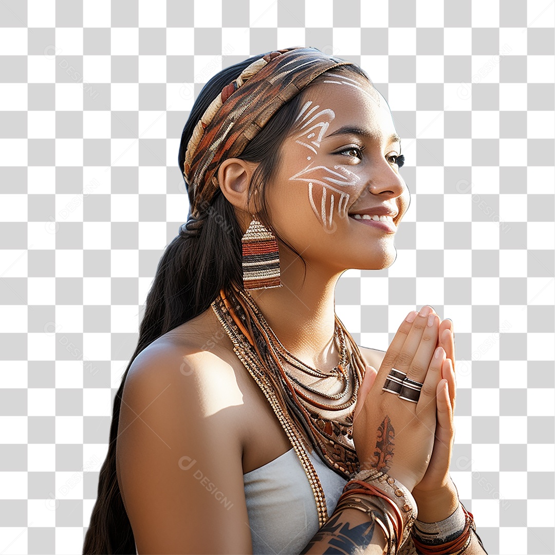 Mulher Indígena Aldeia PNG Transparente