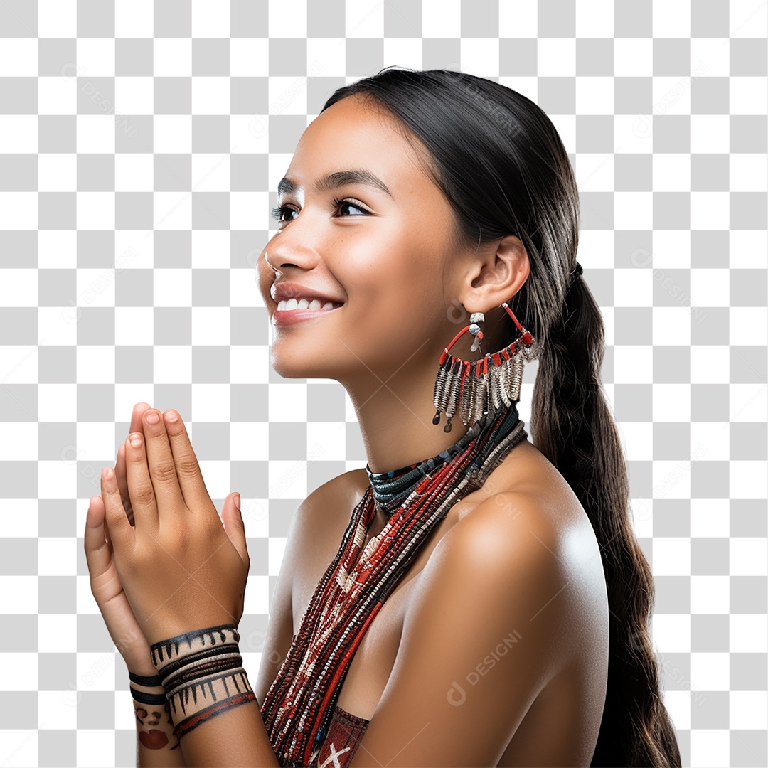 Mulher Indígena Aldeia PNG Transparente