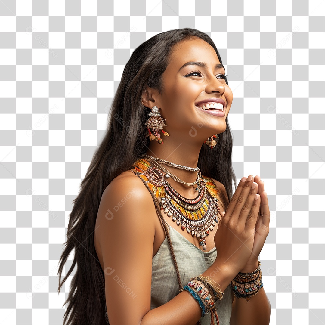 Mulher Indígena Aldeia PNG Transparente