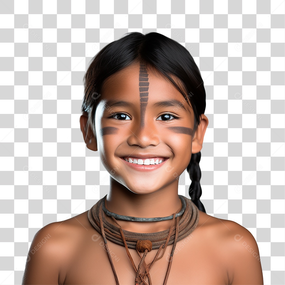 Menina Indígena Aldeia PNG Transparente