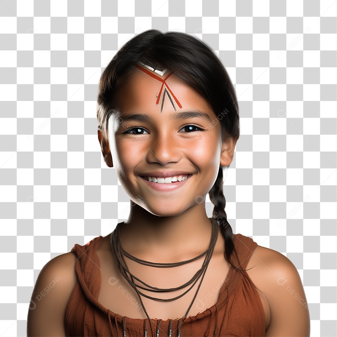 Menina Indígena Aldeia PNG Transparente