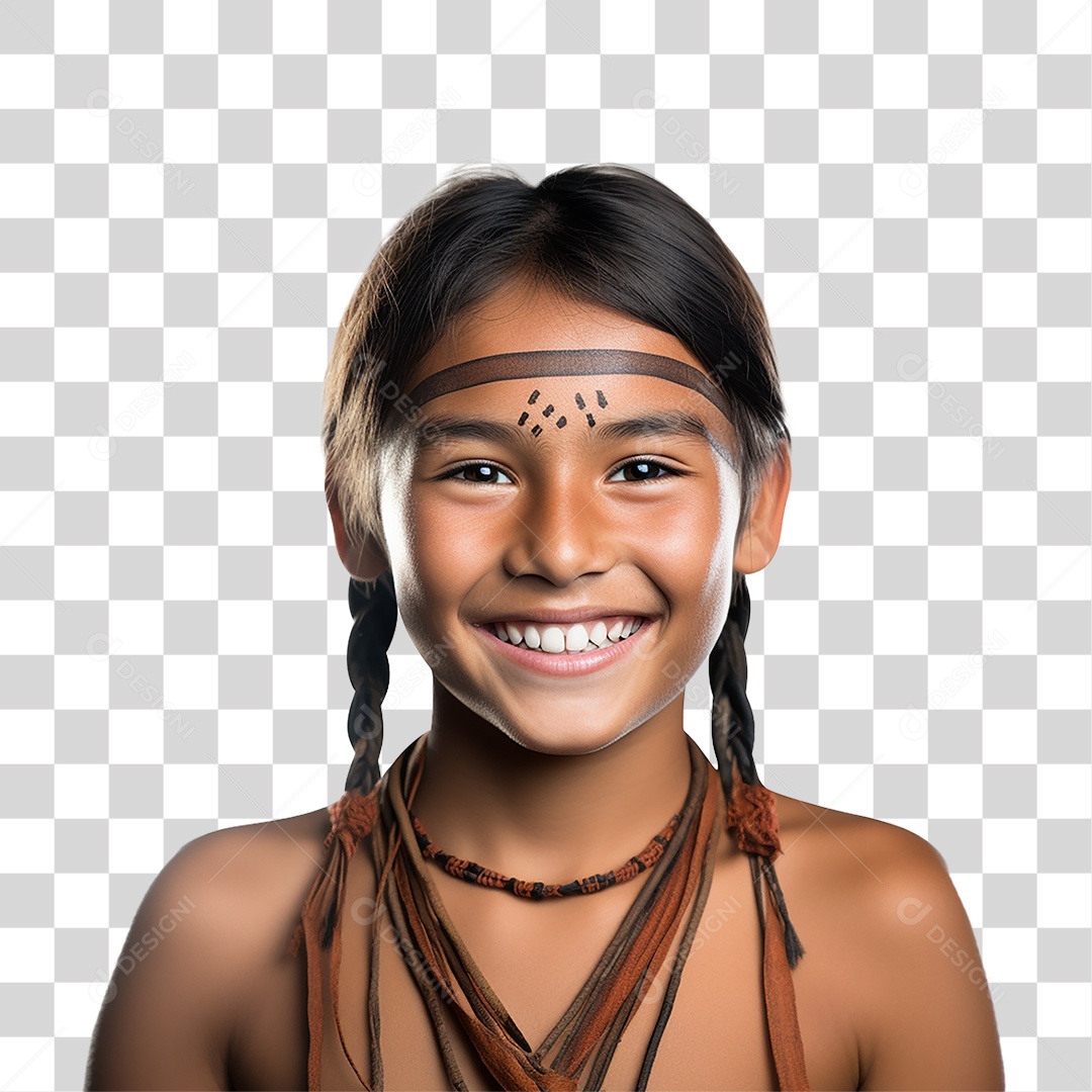 Menina Indígena Aldeia PNG Transparente