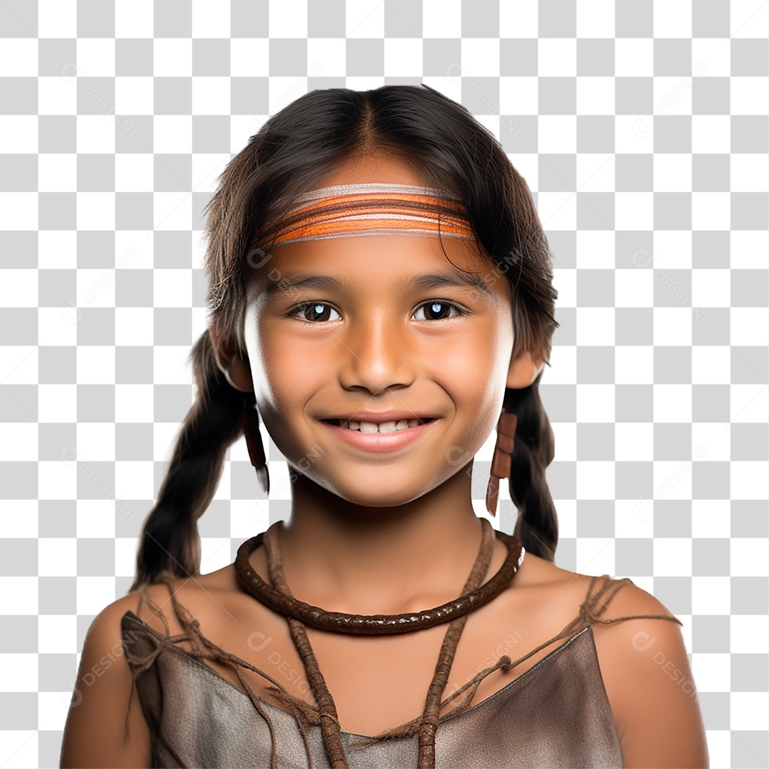 Menina Indígena Aldeia PNG Transparente