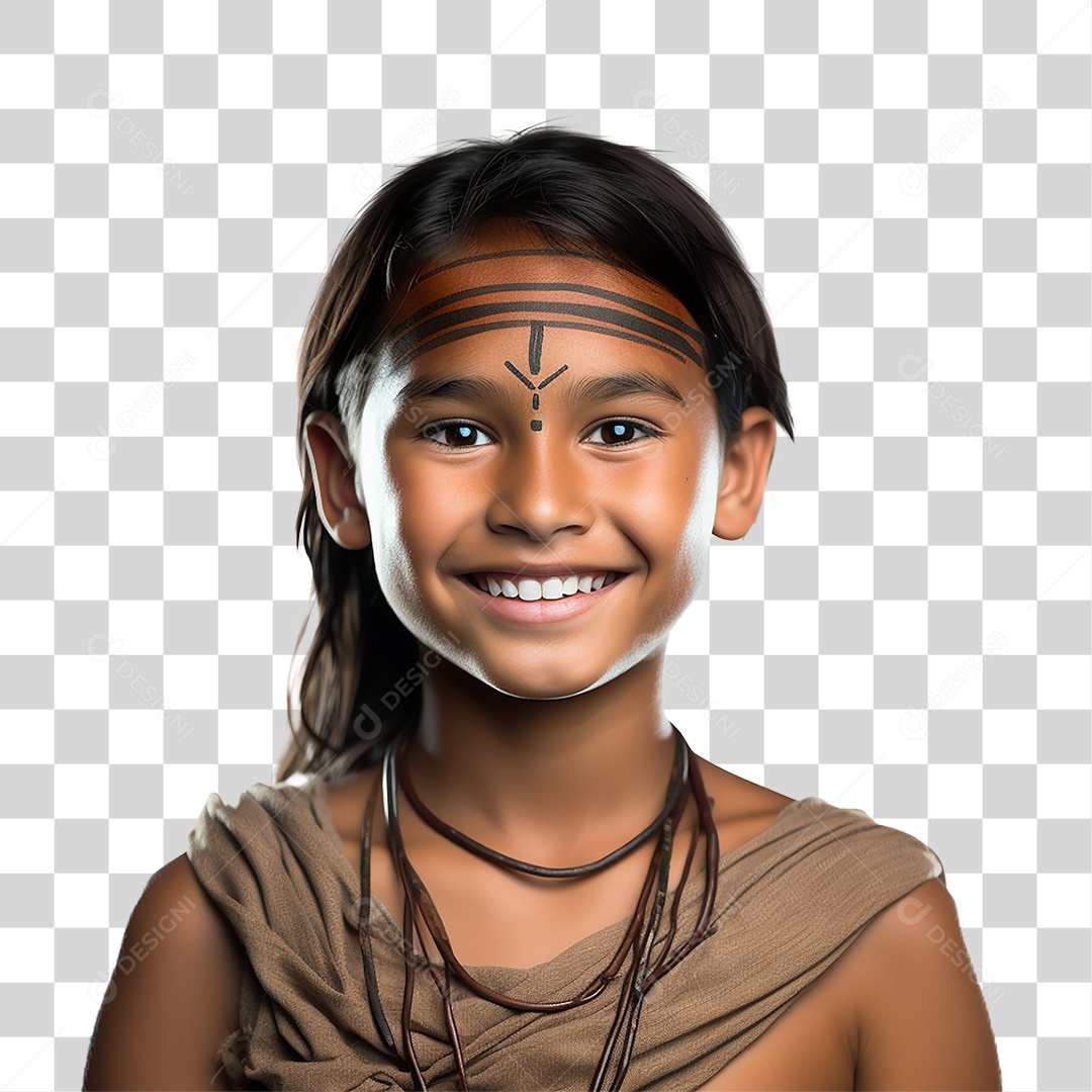 Menina Indígena Aldeia PNG Transparente