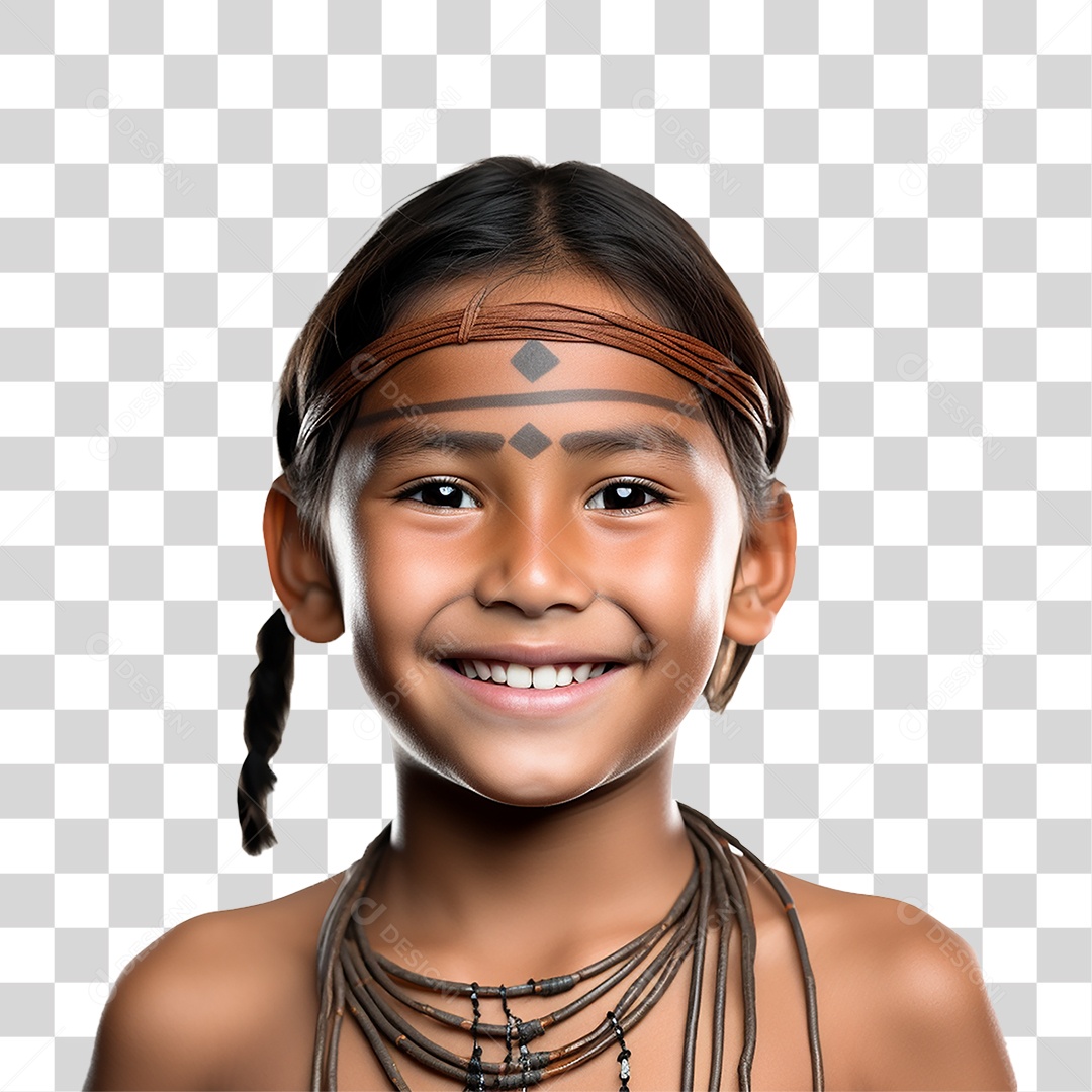 Menina Indígena Aldeia PNG Transparente