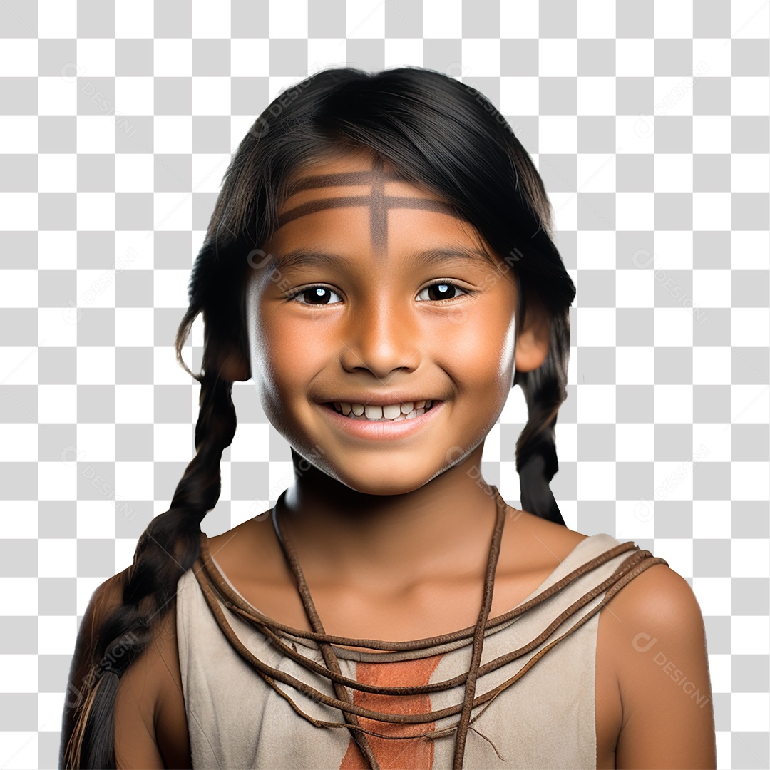 Menina Indígena Aldeia PNG Transparente