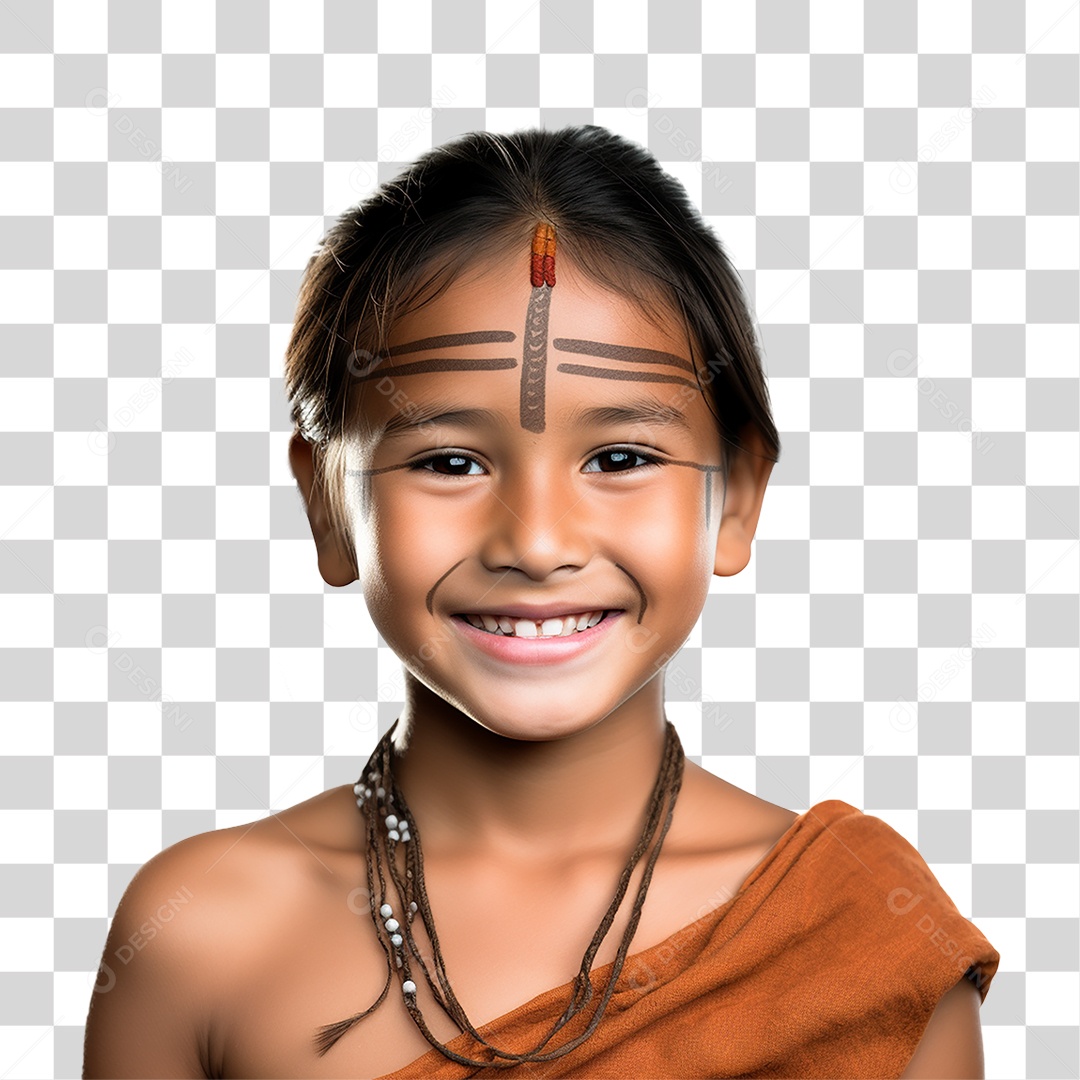 Menina Indígena Aldeia PNG Transparente