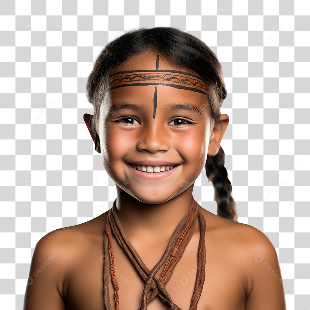 Menina Indígena Aldeia PNG Transparente