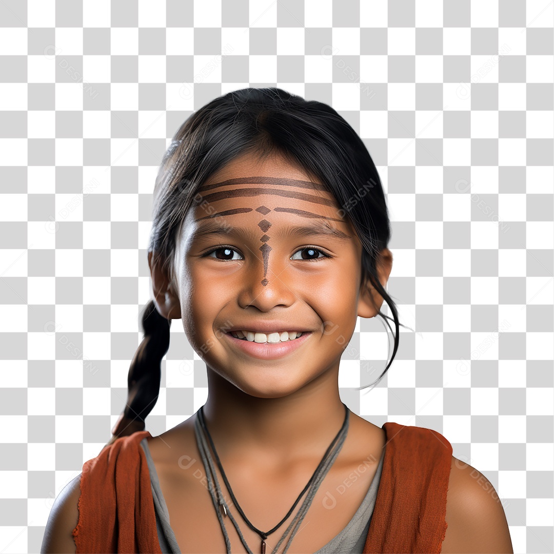 Menina Indígena Aldeia PNG Transparente