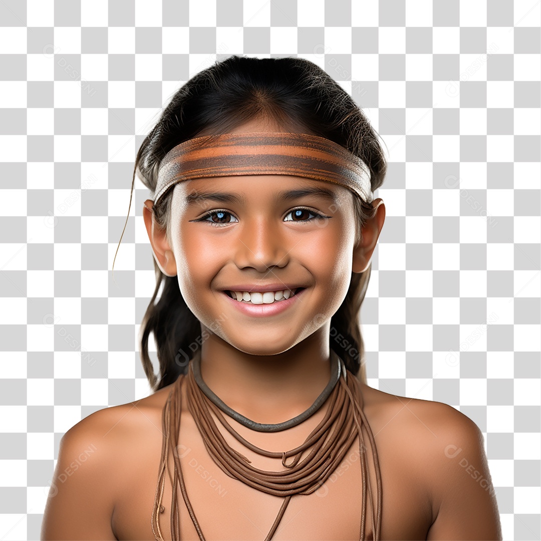 Menina Indígena Aldeia PNG Transparente