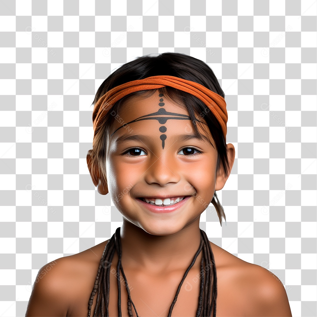 Menina Indígena Aldeia PNG Transparente