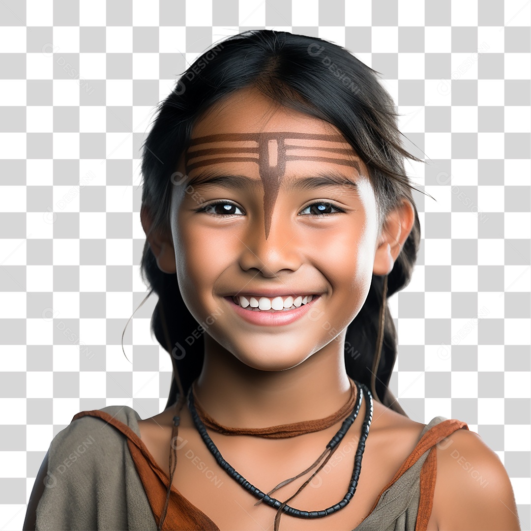Menina Indígena Aldeia PNG Transparente