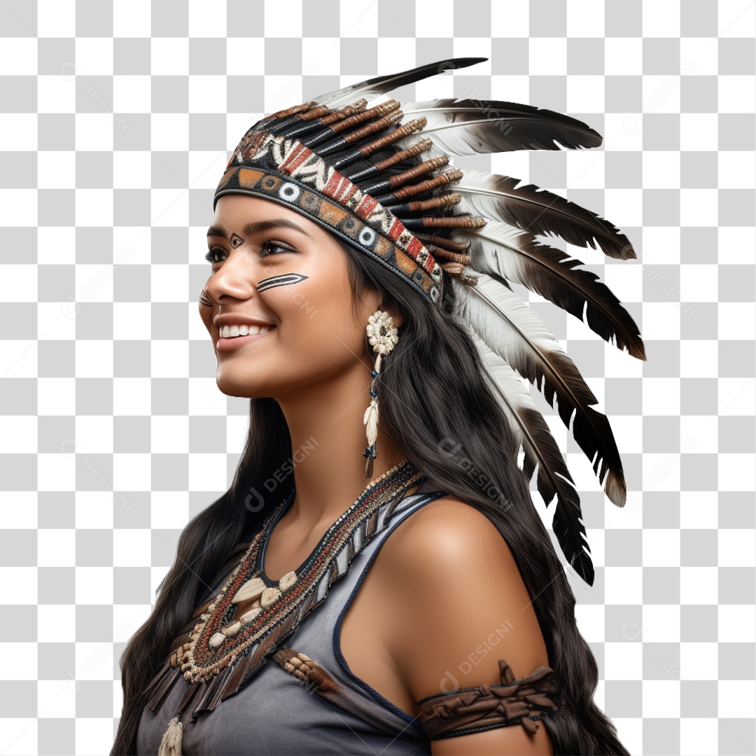 Mulher Indígena Aldeia PNG Transparente