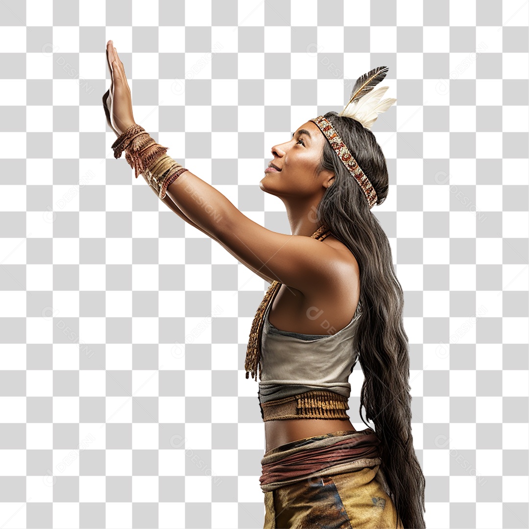 Mulher Indígena Aldeia PNG Transparente